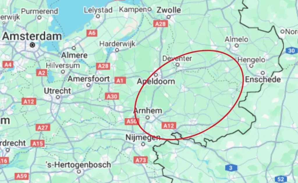 Werkgebied van TH Containers in Oost-Nederland